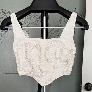 Urban Outfitters White Embroidered Crop Top